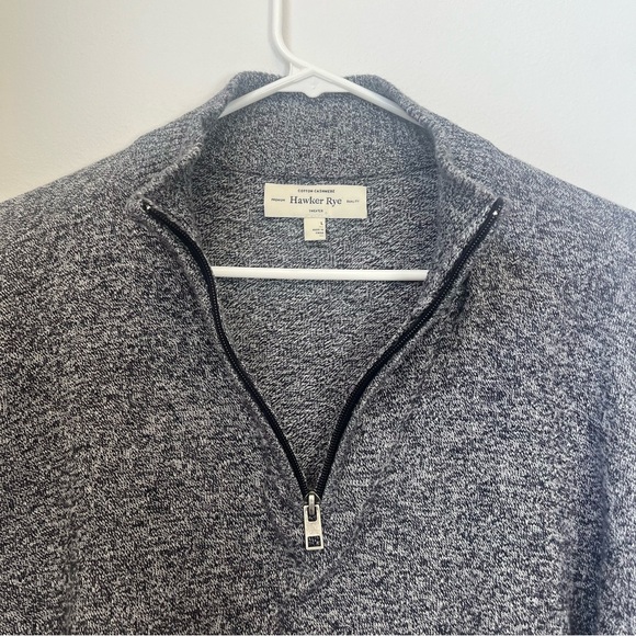 Cashmere Cotton Blend Hawker Rye Heather Charcoal Gray 1/4 Zip Pullover Large - Picture 7 of 9